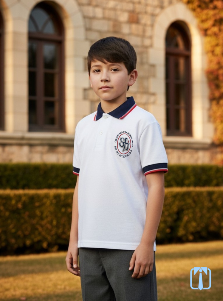Polera Manga Corta Pique Colegio San Francisco Javier Huechuraba