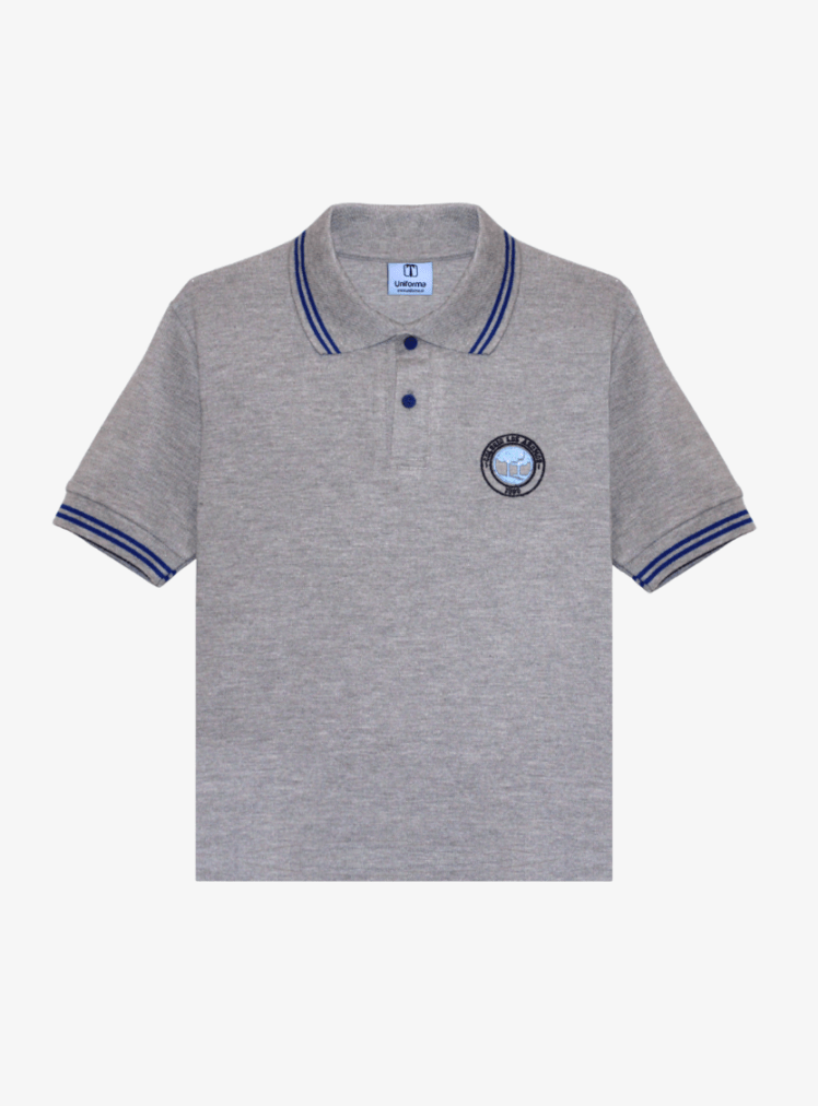 Polera Manga Corta Piqué Gris Unisex Colegio los Aromos